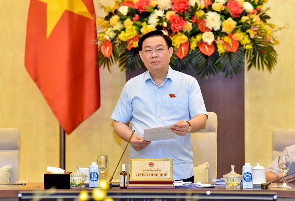 Chủ tịch Quốc hội Vương Đình Huệ phát biểu tại phiên bế mạc.