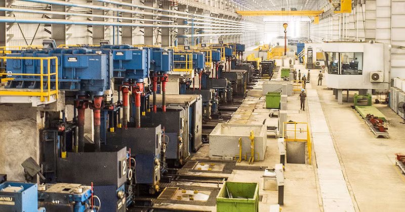 Dây chuyền sản xuất thép ở Công ty cổ phần luyện thép cao cấp Việt Nhật (Khu công nghiệp Nam Cầu Kiền, Hải Phòng). (Ảnh AN KHÁNH)