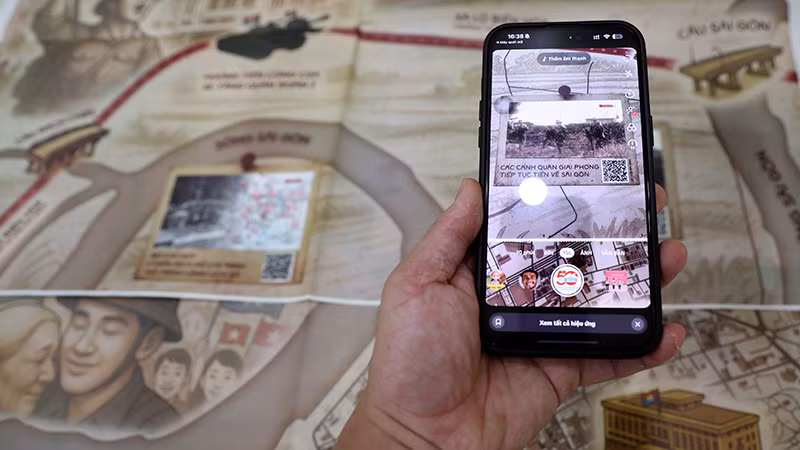 Video khoảnh khắc lịch sử quan trọng trong Chiến dịch Hồ Chí Minh được tái hiện sinh động thông qua công nghệ AR.