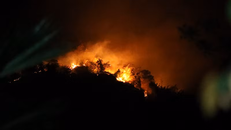 Xuyên đêm khống chế cháy rừng tại Tuyên Quang. Ảnh: ĐỨC THẮNG