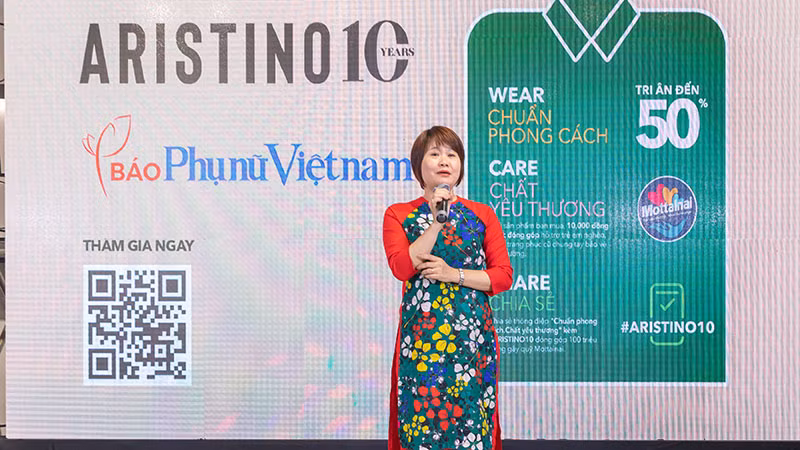 Tổng Biên tập báo Phụ Nữ Việt Nam Nguyễn Thị Thục Hạnh phát biểu tại buổi lễ.