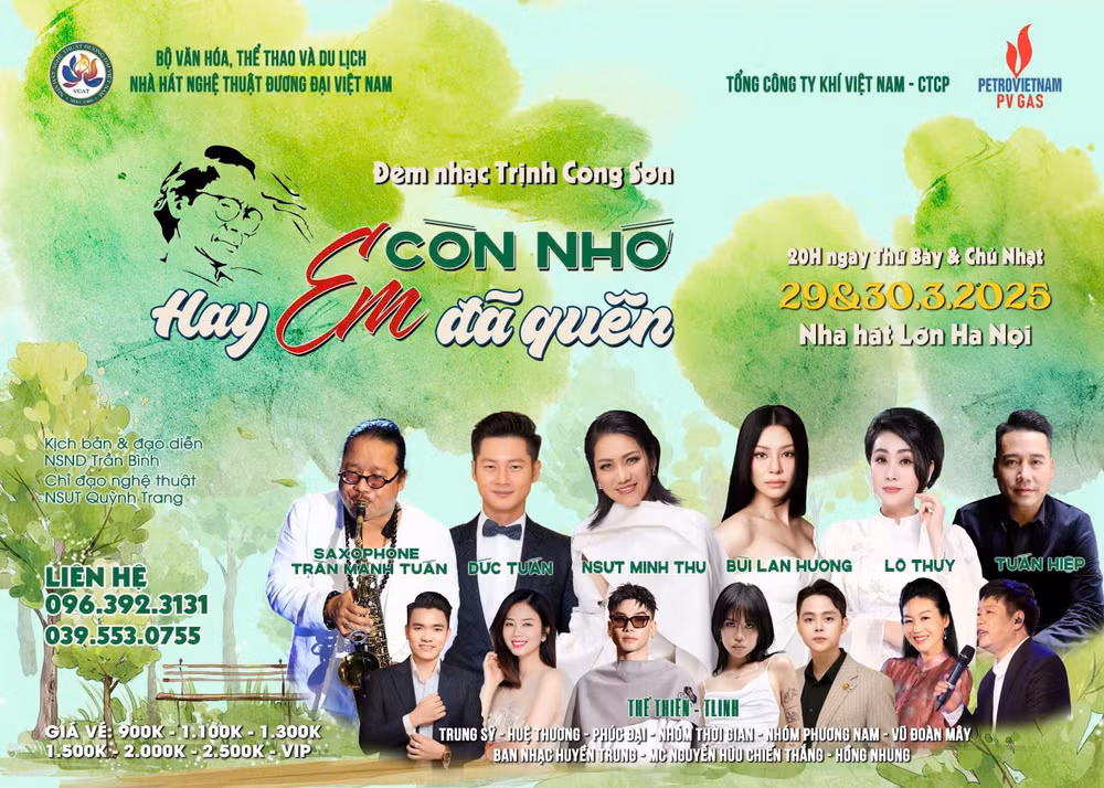 Các nghệ sĩ sẽ tham gia đêm nhạc.