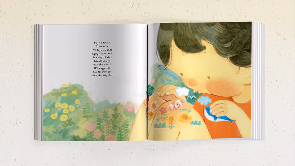 Những bức tranh minh họa dễ thương trong tập thơ.