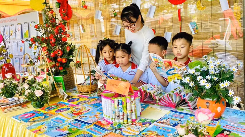 Ngày hội đọc sách với những góc đọc trang trí rất đẹp của Trường Tiểu học Trưng Nhị. (Ảnh: Trang fanpage của trường)