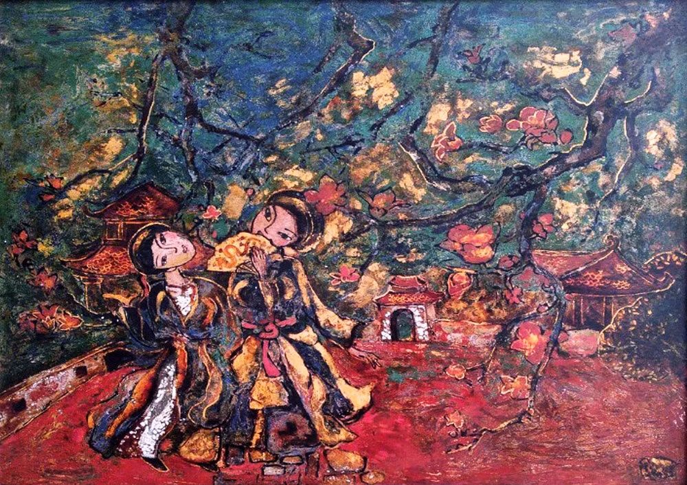 Chiều trên Phủ – Tác giả Phạm Hồng Phương, chất liệu sơn mài.