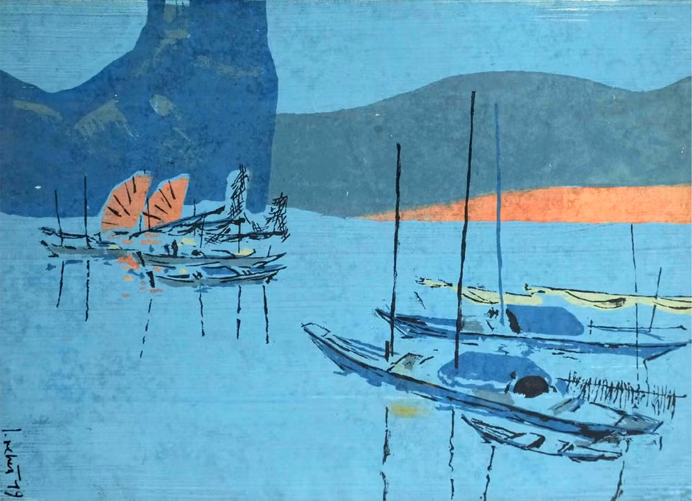 Chiều về. (Tranh Vũ Duy Nghĩa, năm 1985)