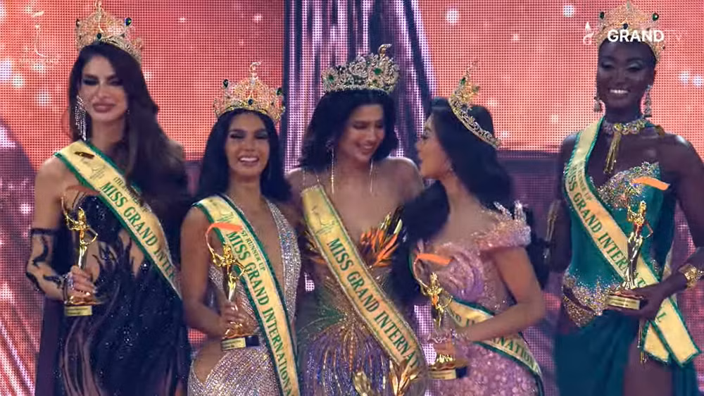 Top 5 Miss Grand International 2024. (Ảnh chụp màn hình)