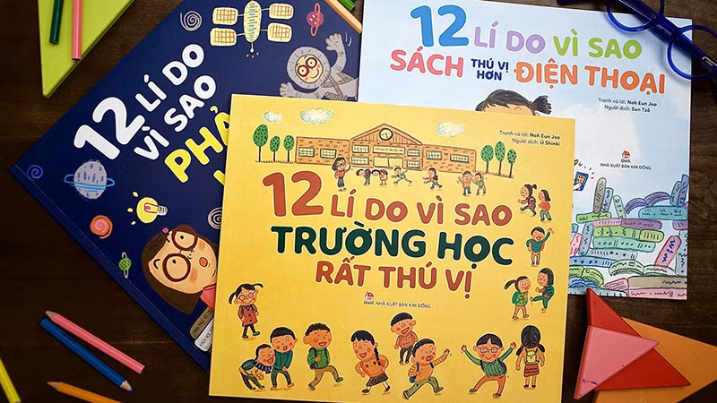Bộ sách “12 lí do vì sao phải học” và “12 lí do vì sao trường học rất thú vị”. (Ảnh: Nhà xuất bản Kim Đồng)