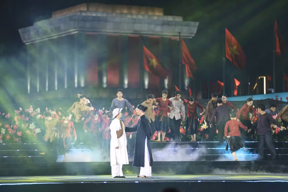 Cảnh trong hoạt cảnh “Cha con vì nghĩa lớn”.