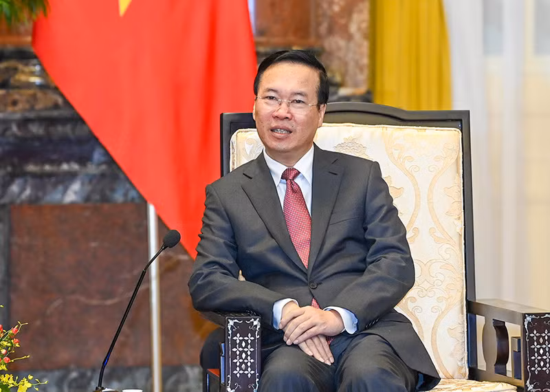 Chủ tịch nước Võ Văn Thưởng phát biểu tại buổi tiếp.