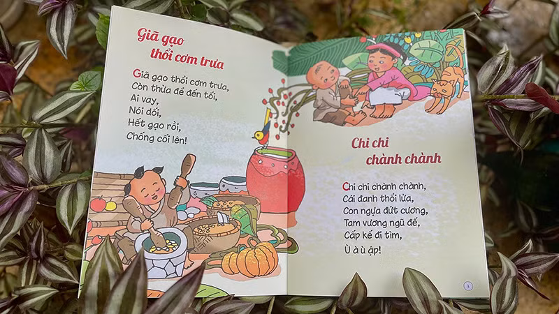 Nội dung trong bộ "Đồng dao cho bé". (Ảnh: Nhà xuất bản Phụ nữ VIệt Nam)