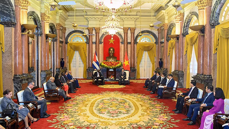 Quang cảnh buổi tiếp tại Phủ Chủ tịch.