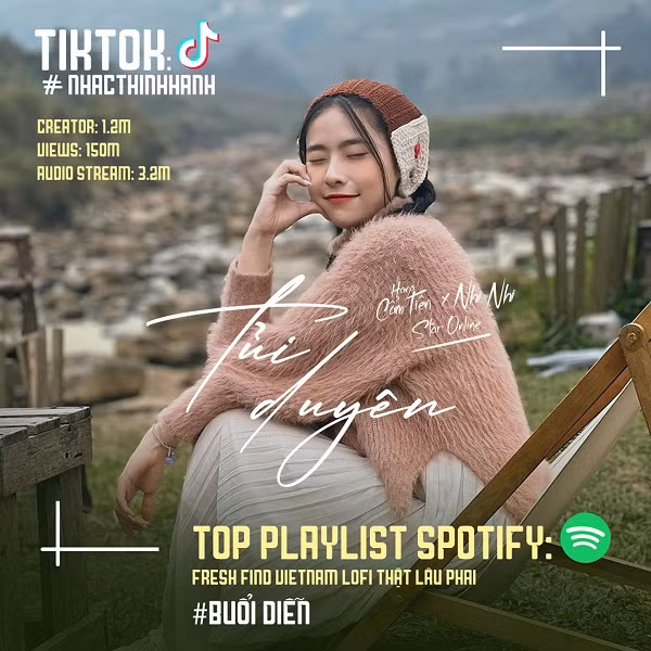 Một sản phẩm nhạc trẻ vào Top Playlist trên Spotify và Thịnh hành trên nền tảng TikTok.