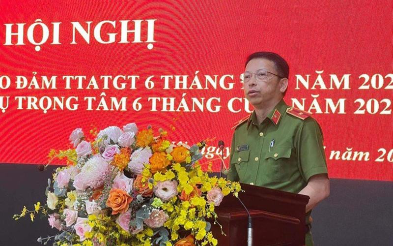 Thiếu tướng Nguyễn Hồng Ky, Phó Giám đốc Công an thành phố Hà Nội phát biểu tại hội nghị.