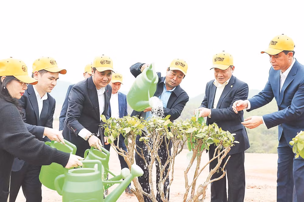 Ông Đỗ Quang Hiển, Chủ tịch Ủy ban Chiến lược Tập đoàn T&T Group cùng các đại biểu tham gia trồng cây tại dự án. Ông Đỗ Quang Hiển, Chủ tịch Ủy ban Chiến lược Tập đoàn T&T Group cùng các đại biểu tham gia trồng cây tại dự án.