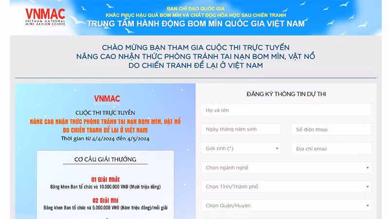 Thi trực tuyến “Nâng cao nhận thức phòng tránh tai nạn bom mìn, vật nổ” năm 2024