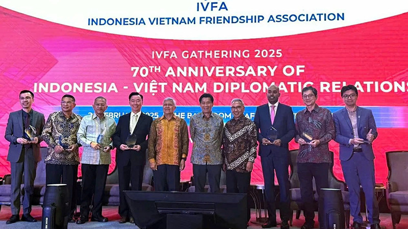 Lễ kỷ niệm 70 năm thiết lập quan hệ ngoại giao giữa Việt Nam và Indonesia tại Thủ đô Jakarta. (Ảnh BỘ NGOẠI GIAO)