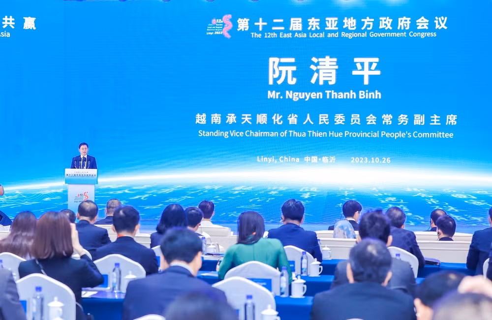 Ông Nguyễn Thanh Bình, Phó Chủ tịch thường trực Ủy ban nhân dân tỉnh Thừa Thiên-Huế phát biểu tại lễ khai mạc.