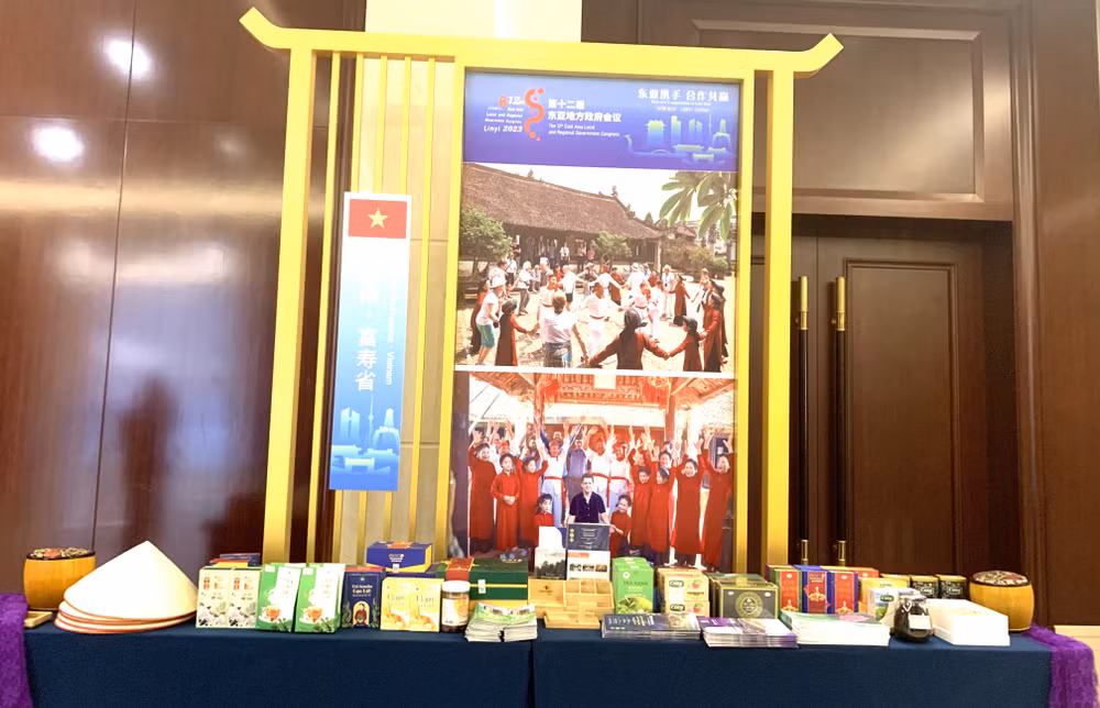 Khu vực trưng bày của tỉnh Phú Thọ bên lề Hội nghị.