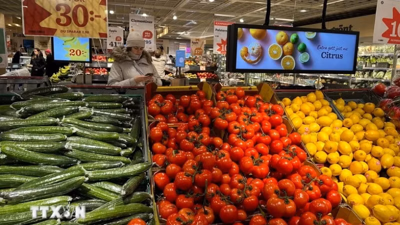 Người tiêu dùng mua sắm tại siêu thị ở Stockholm, Thụy Điển. (Nguồn: THX/TTXVN)