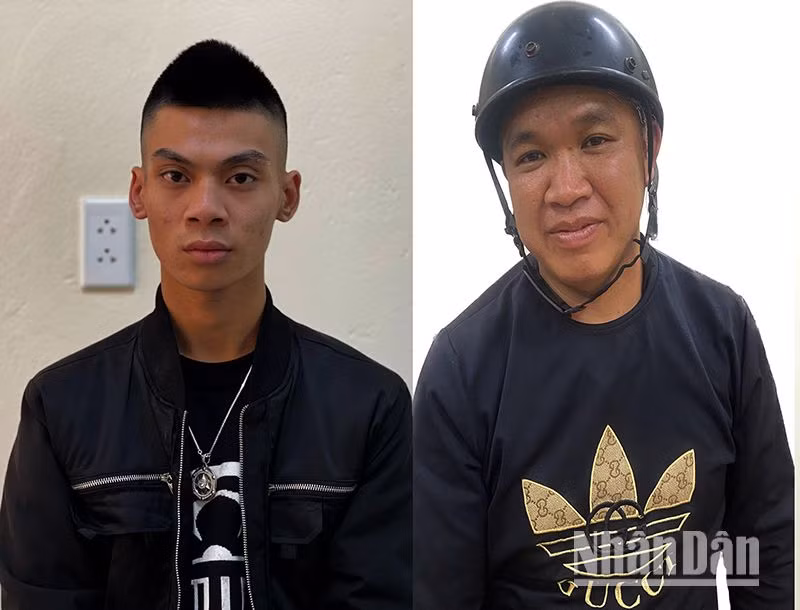 Đối tượng Nguyễn Đình Duy, Quàng Văn Hậu (tính từ bên trái sang). Đối tượng Nguyễn Đình Duy, Quàng Văn Hậu (tính từ bên trái sang).