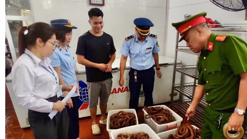 Đội Quản lý thị trường số 5 phối hợp với các lực lượng chức năng kiểm tra hộ kinh doanh Trần Đức Lương.