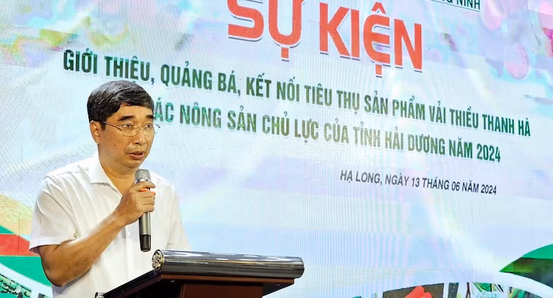 Ông Bùi Văn Thăng, Giám đốc Sở Nông nghiệp và Phát triển nông thôn tỉnh Hải Dương phát biểu khai mạc.