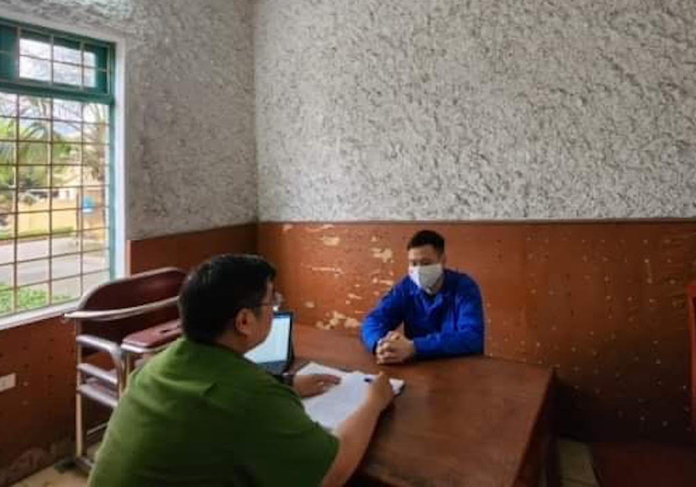 Đối tượng Tuấn tại cơ quan Công an.