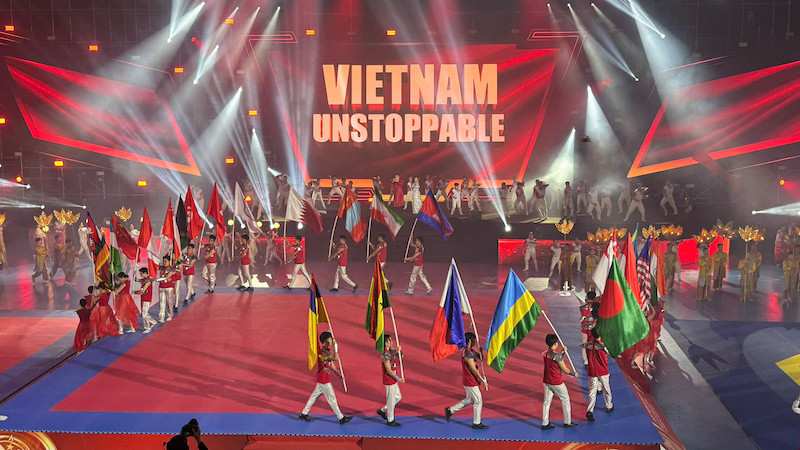 Quang cảnh lễ khai mạc Giải Taekwondo Cảnh sát Châu Á mở rộng năm 2024. 