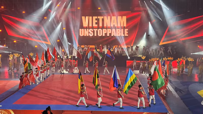 Quang cảnh lễ khai mạc Giải Taekwondo Cảnh sát Châu Á mở rộng năm 2024. 