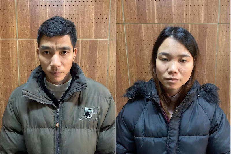 Hai đối tượng Cường và Hòa tại cơ quan Công an.