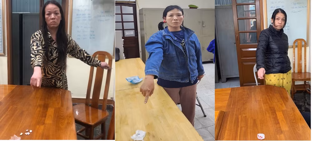 Các đối tượng tại cơ quan Công an.