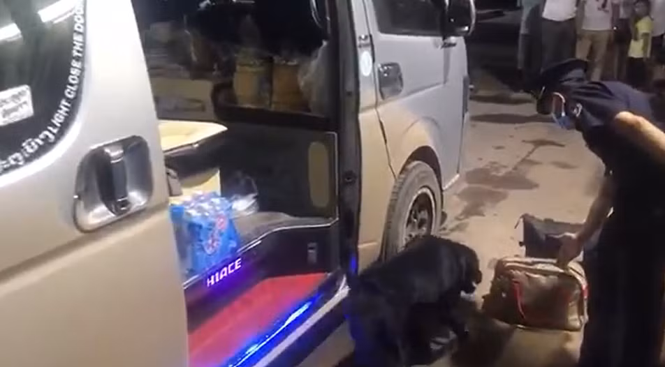 Lực lượng hải quan kiểm tra thùng hàng nghi vấn chứa ma túy.