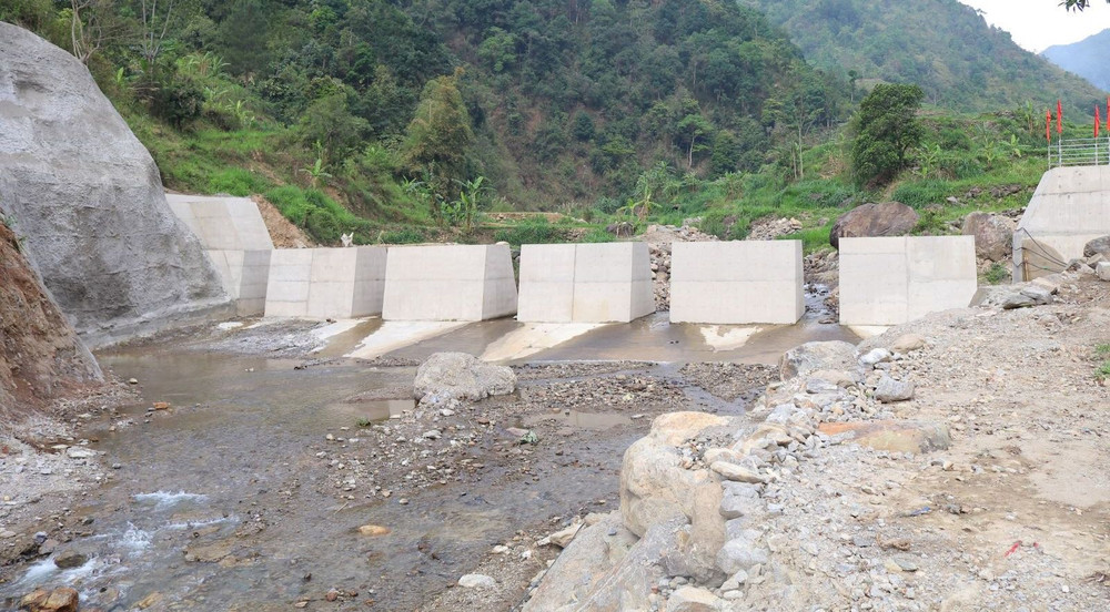 Đập Sabo đầu tiên tại lưu vực suối Nặm Păm (huyện Mường La, Sơn La). (Ảnh: THẾ ĐOÀN)