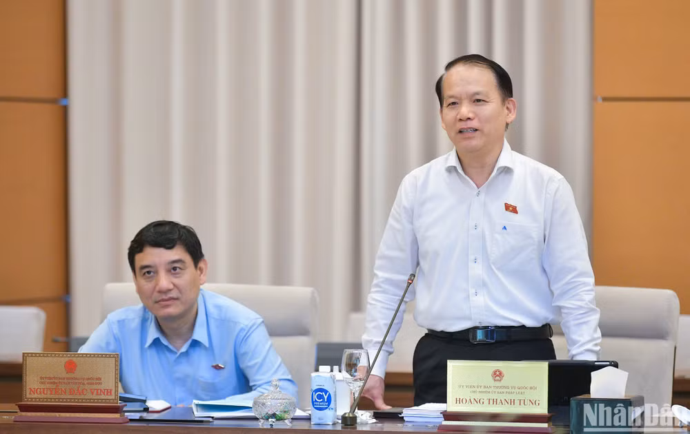 Chủ nhiệm Ủy ban Pháp luật Hoàng Thanh Tùng tham gia ý kiến thảo luận. (Ảnh: DUY LINH)