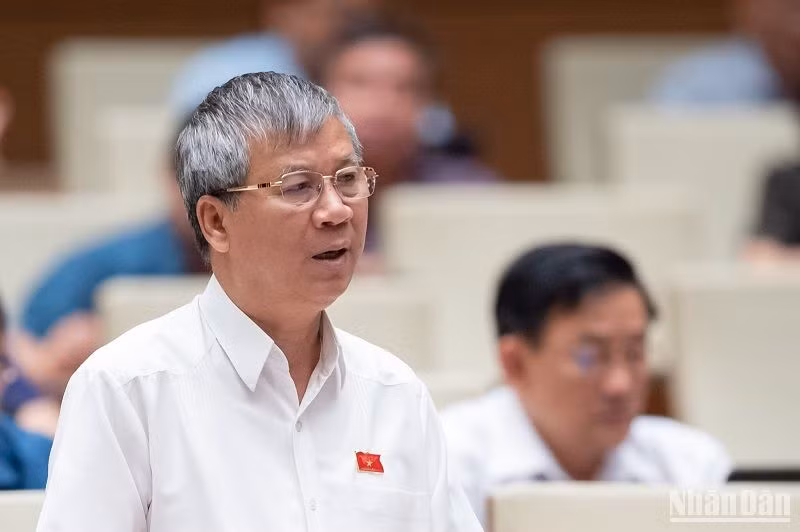 Đại biểu Nguyễn Anh Trí phát biểu ý kiến tại hội trường sáng 29/5. (Ảnh: ĐĂNG KHOA)