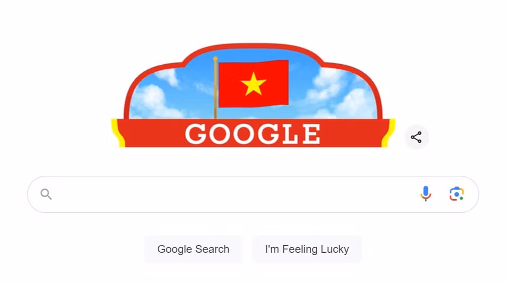 Google thay ảnh đại diện chào mừng Quốc khánh Việt Nam. (Ảnh chụp màn hình)