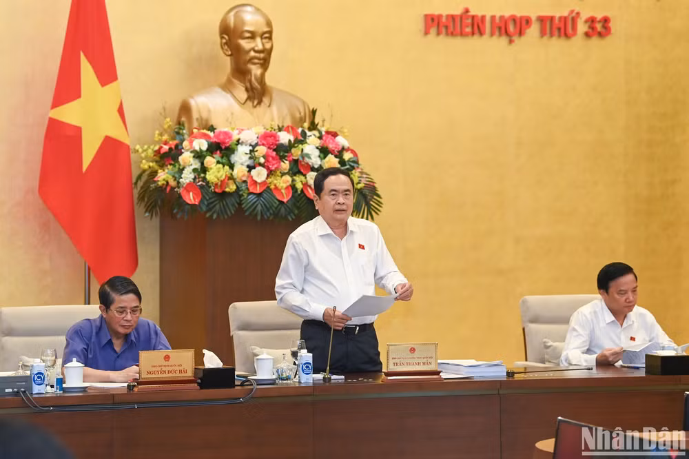 Phó Chủ tịch Thường trực Quốc hội Trần Thanh Mẫn phát biểu ý kiến. (Ảnh: DUY LINH)