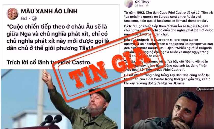 Hai bài đăng trên Facebook đưa tin sai lệch về lãnh tụ Cuba Fidel Castro. (Ảnh chụp màn hình)