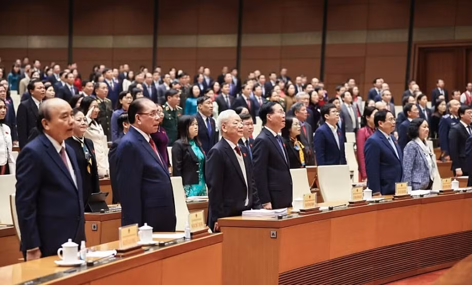 Tổng Bí thư Nguyễn Phú Trọng và các đồng chí lãnh đạo Đảng, Nhà nước dự phiên khai mạc Kỳ họp bất thường lần thứ 5, Quốc hội khóa XV.