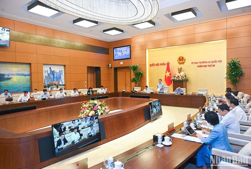 Quang cảnh Phiên họp thứ 26 của Ủy ban Thường vụ Quốc hội sáng 12/9. (Ảnh: DUY LINH)