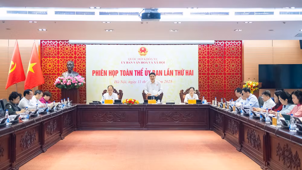 Toàn cảnh Phiên họp toàn thể lần thứ 2 của Ủy ban Văn hóa và Xã hội. (Ảnh: Media Quốc hội)