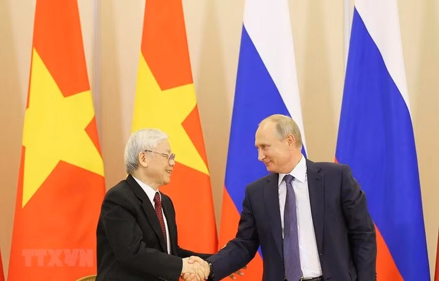 Tổng Bí thư Nguyễn Phú Trọng và Tổng thống Vladimir Putin tại Sochi, Liên bang Nga, tháng 9/2018. (Ảnh: TTXVN) 