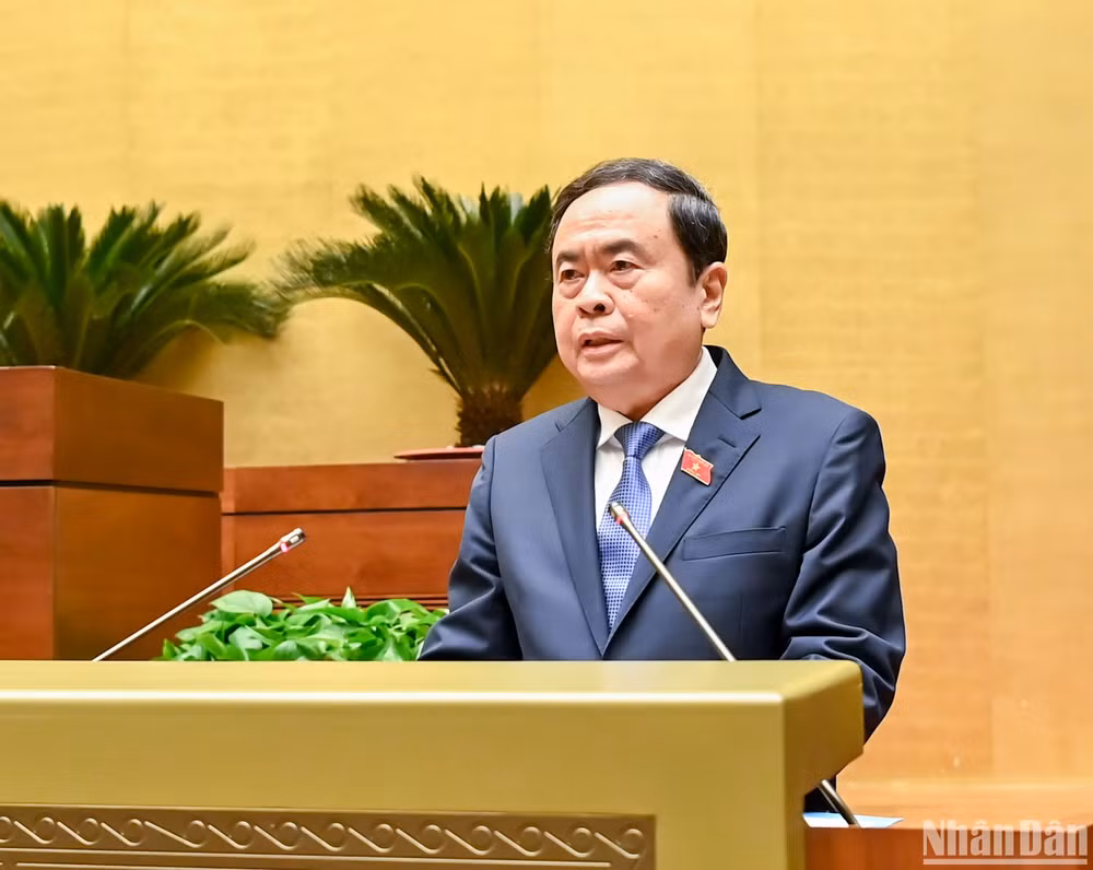 Chủ tịch Quốc hội Trần Thanh Mẫn phát biểu bế mạc Kỳ họp. (Ảnh: DUY LINH)