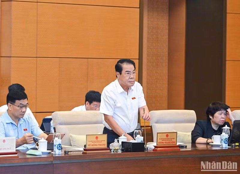 Trưởng Ban Dân nguyện Dương Thanh Bình báo cáo tại phiên họp. (Ảnh: DUY LINH)