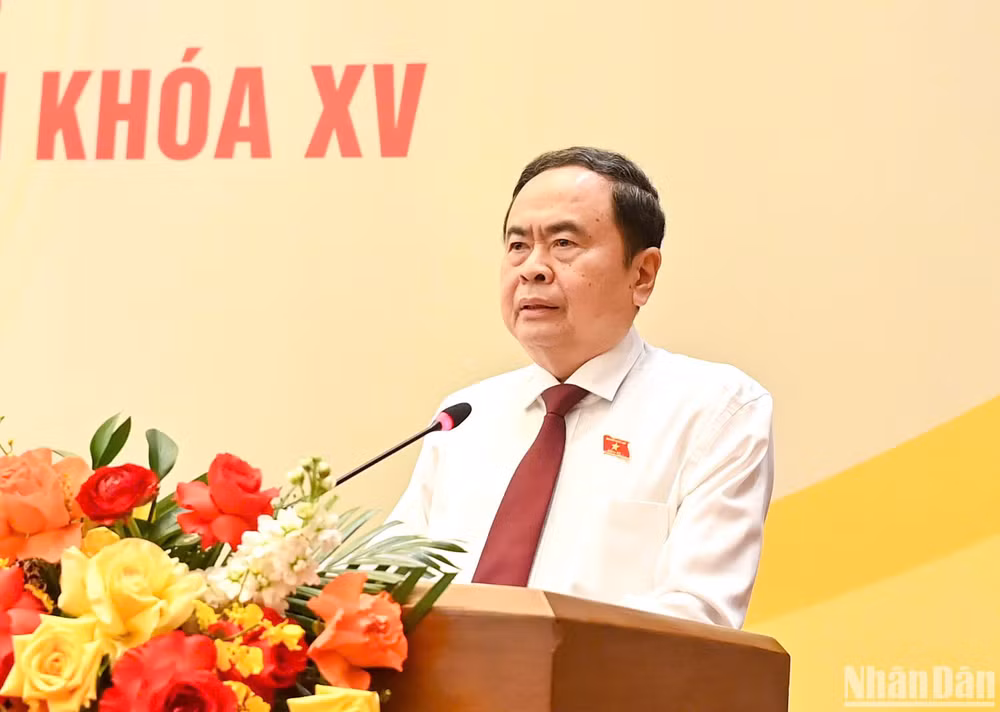 Chủ tịch Quốc hội Trần Thanh Mẫn phát biểu khai mạc Hội nghị. (Ảnh: DUY LINH)