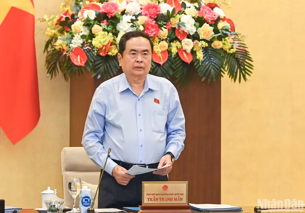 Phó Chủ tịch Thường trực Quốc hội Trần Thanh Mẫn phát biểu khai mạc phiên họp. (Ảnh: DUY LINH)