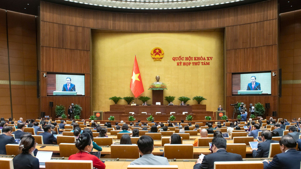 Chủ tịch Quốc hội Trần Thanh Mẫn phát biểu bế mạc Kỳ họp thứ 8, Quốc hội khóa XV. (Ảnh minh họa)