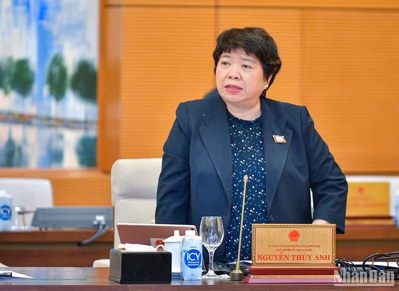 Chủ nhiệm Ủy ban Xã hội của Quốc hội Nguyễn Thúy Anh tham gia ý kiến thảo luận. (Ảnh: DUY LINH)
