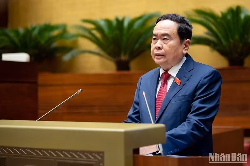Phó Chủ tịch Thường trực Quốc hội Trần Thanh Mẫn phát biểu khai mạc hội nghị. (Ảnh: DUY LINH)